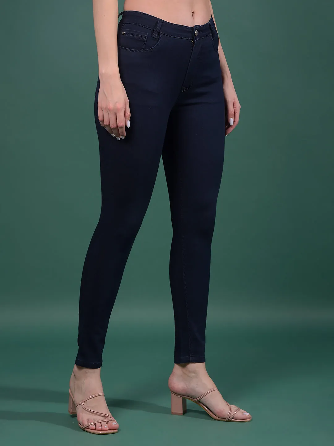 Navy Blue Skinny High-Waist Jeans
