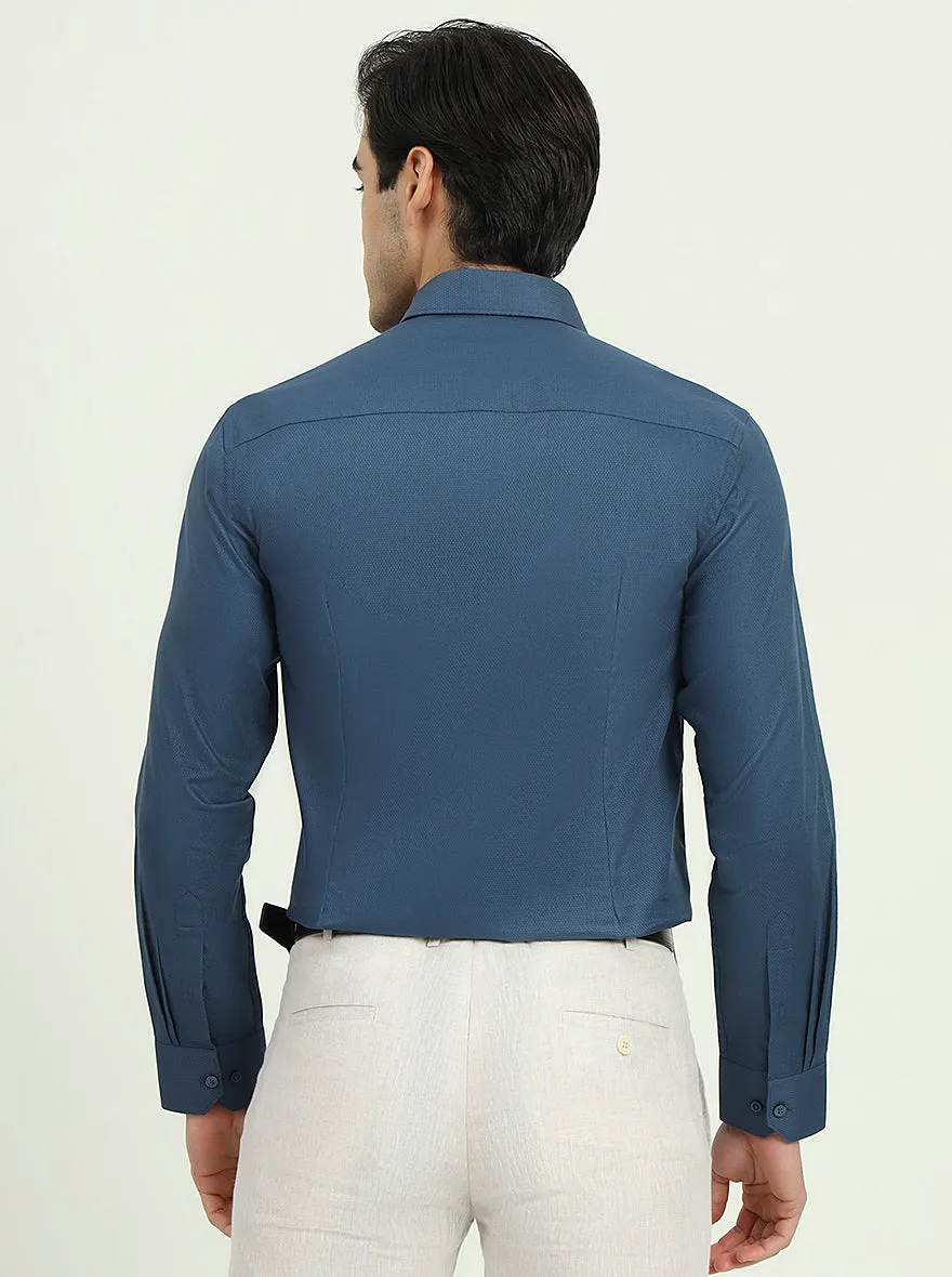 Navy Blue Solid Slim Fit Formal Shirt | Greenfibre