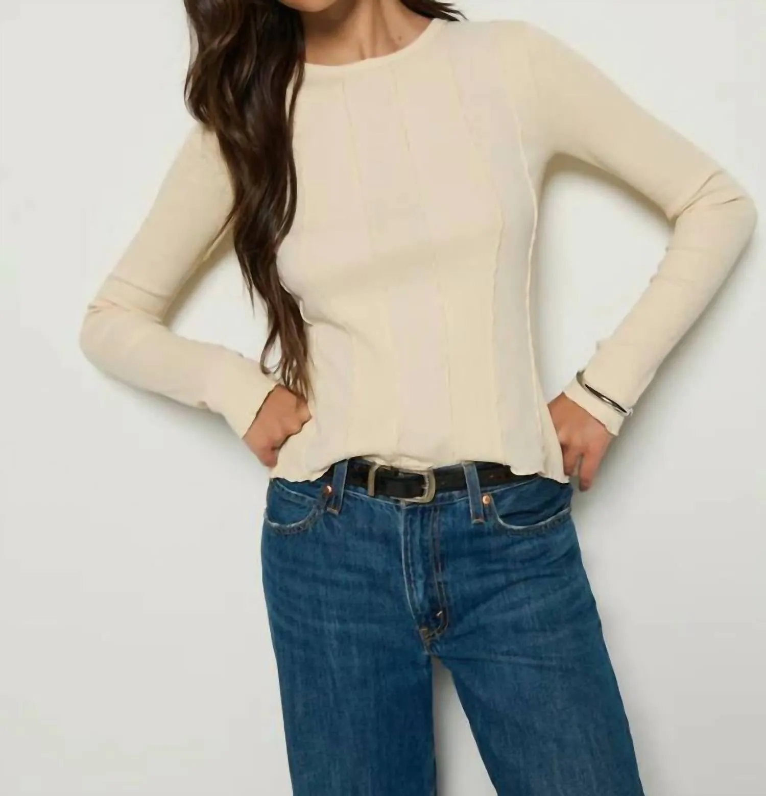 Nico Long Sleeve Tee In Parchment