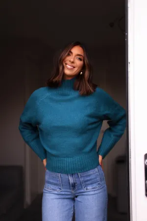 Noel Mock Neck Sweater - Dark Teal - FINAL SALE