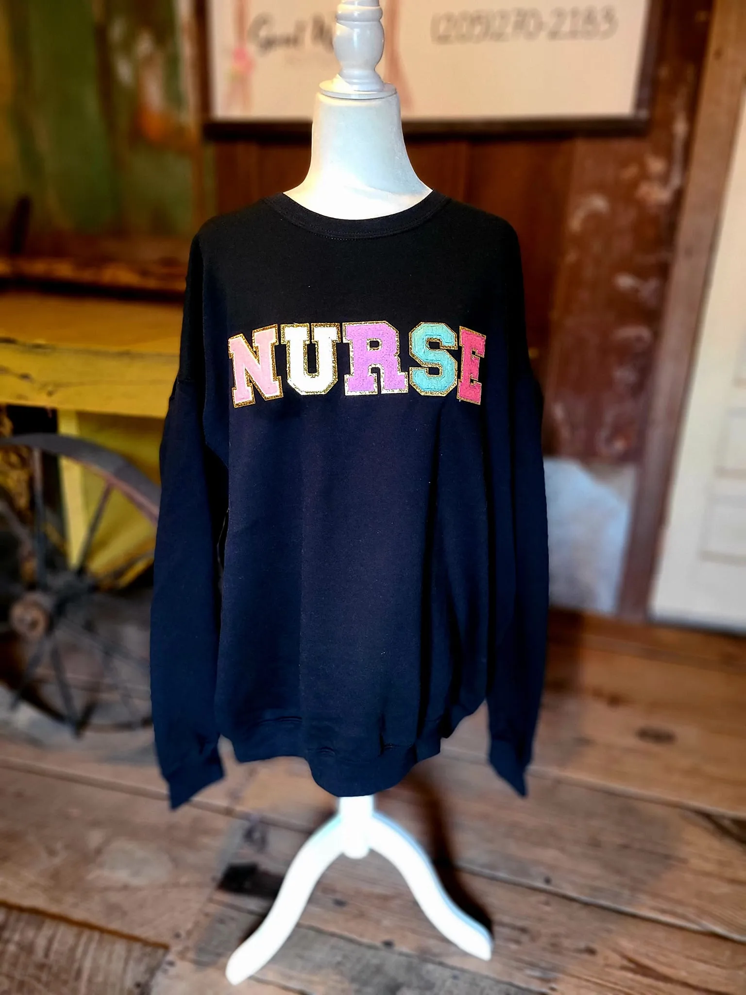 Nurse shirt- Chenille Patch shirt COMFORT COLORS  -Any name/colors (Copy)