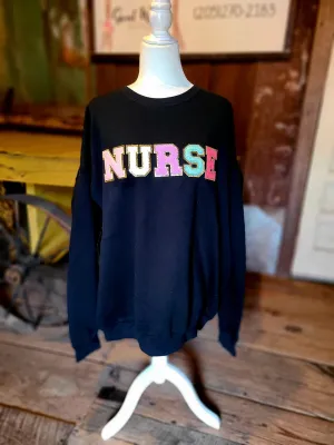 Nurse shirt- Chenille Patch shirt COMFORT COLORS  -Any name/colors (Copy)