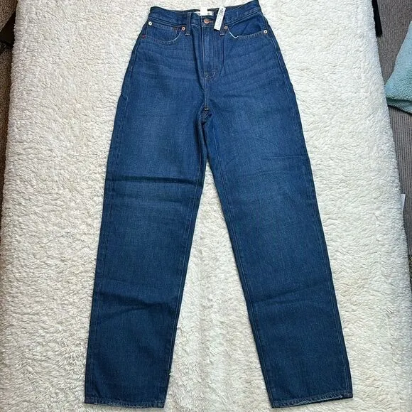 NWT Baggy Straight Jeans in Dark Worn Indigo Wash in size 24