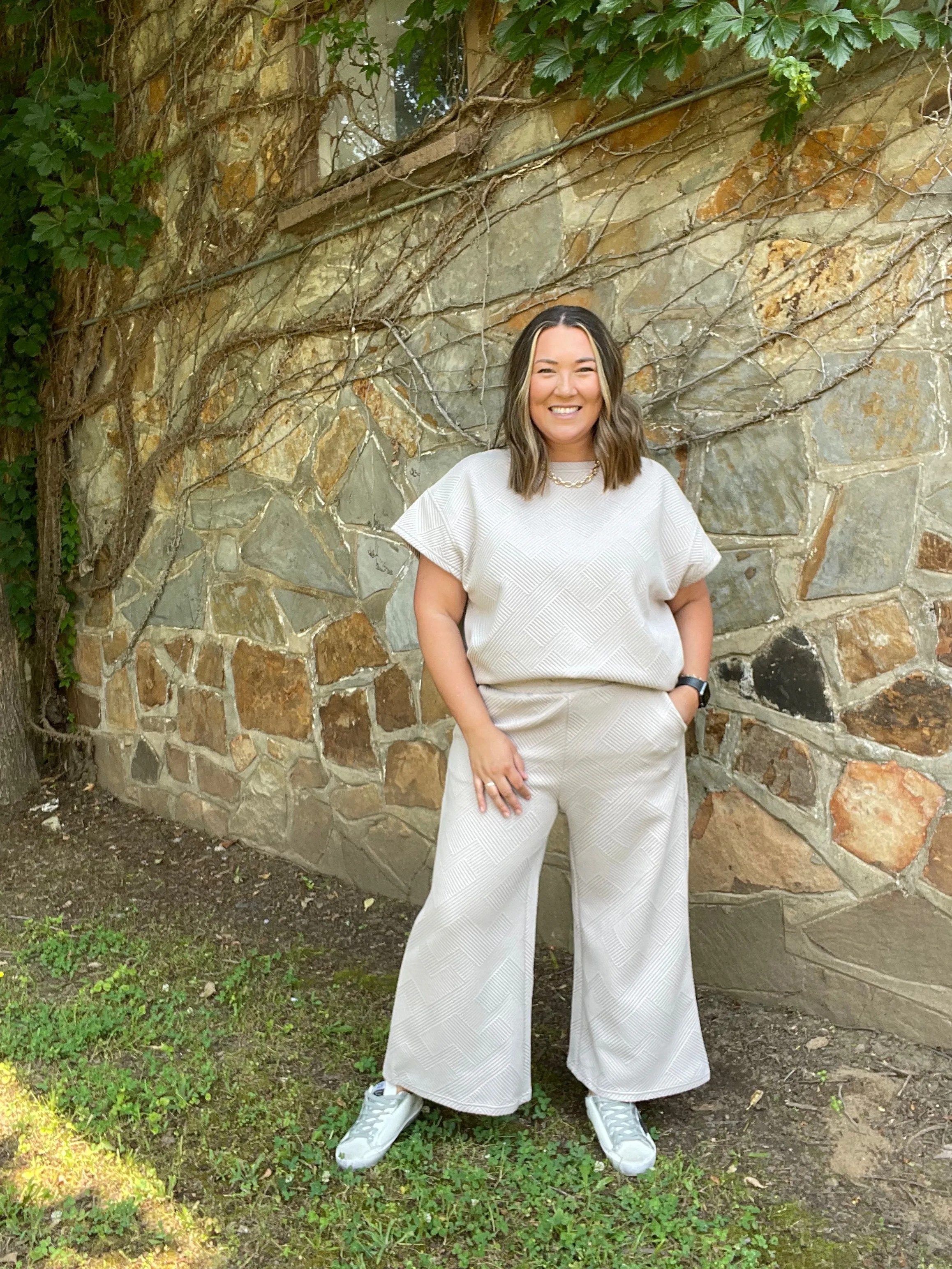 Oatmeal Textured Pants