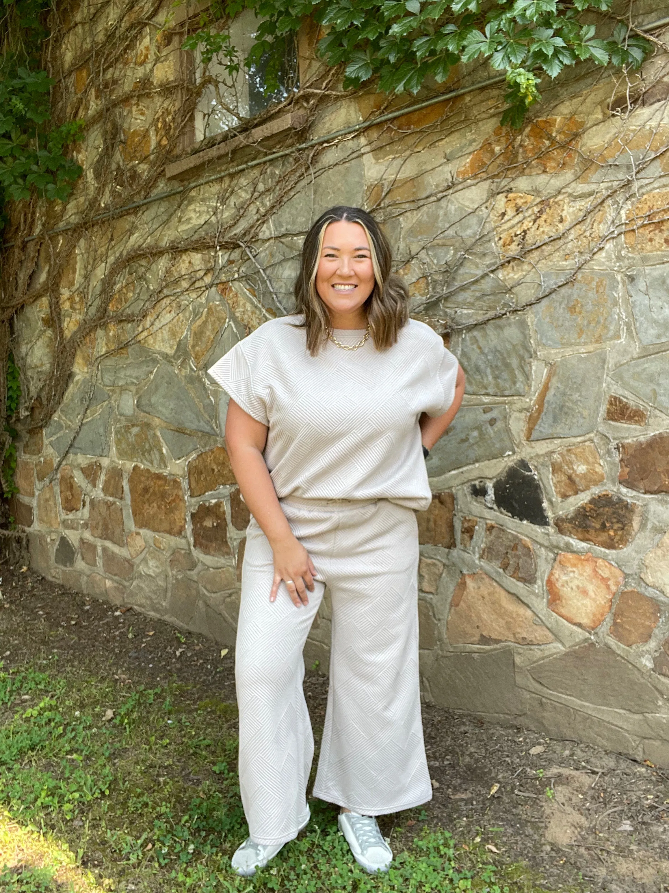 Oatmeal Textured Pants