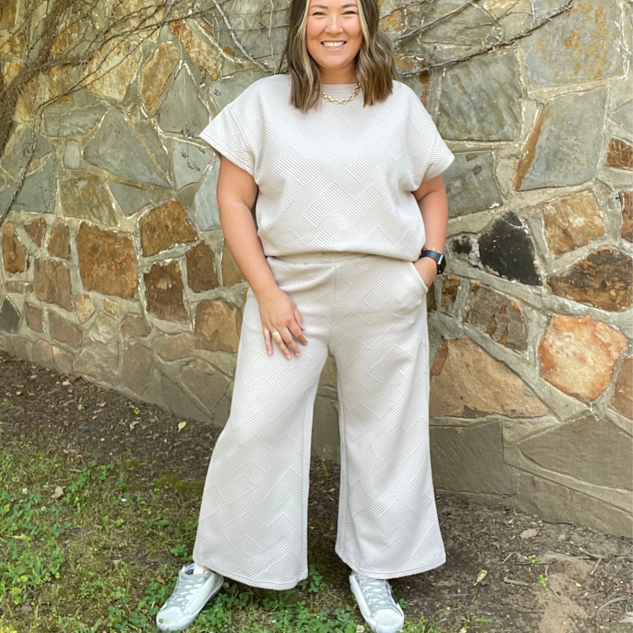Oatmeal Textured Pants