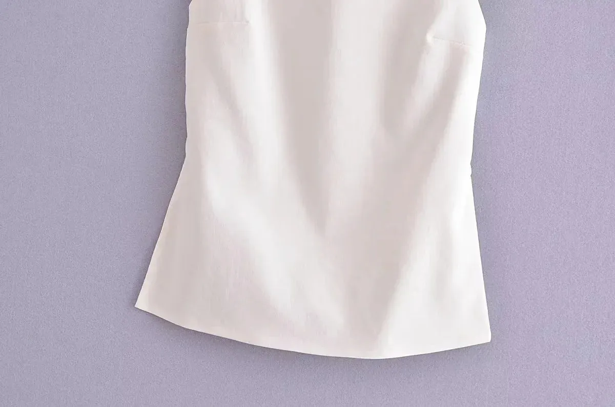Obsidian Phoenix Backless Crop Top - Black/White, Sleeveless with Thin Straps, Sexy Party Streetwear Summer Style