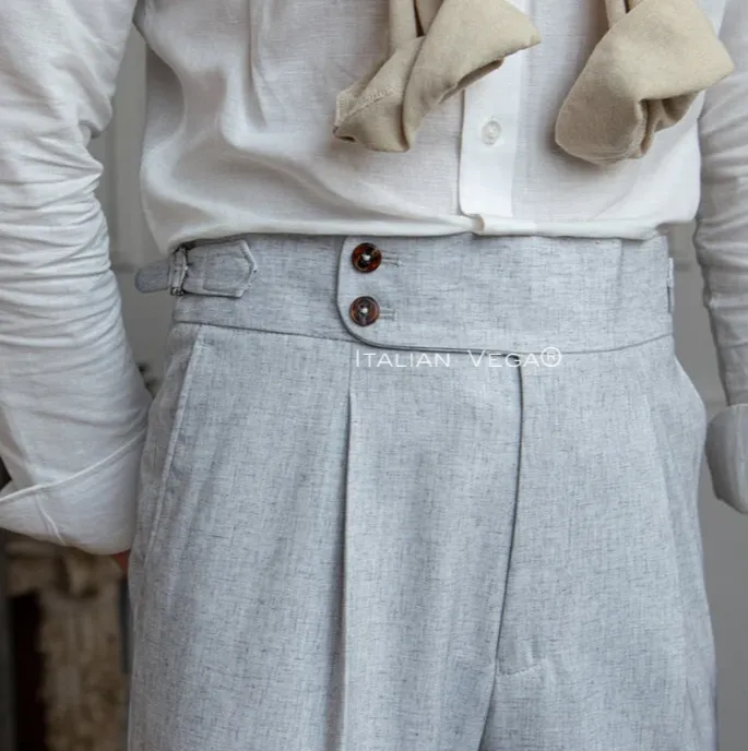 Old Money Classic Stripe Shirt with Ash Grey Signature Buttoned Gurkha Pant by ITALIAN VEGA®