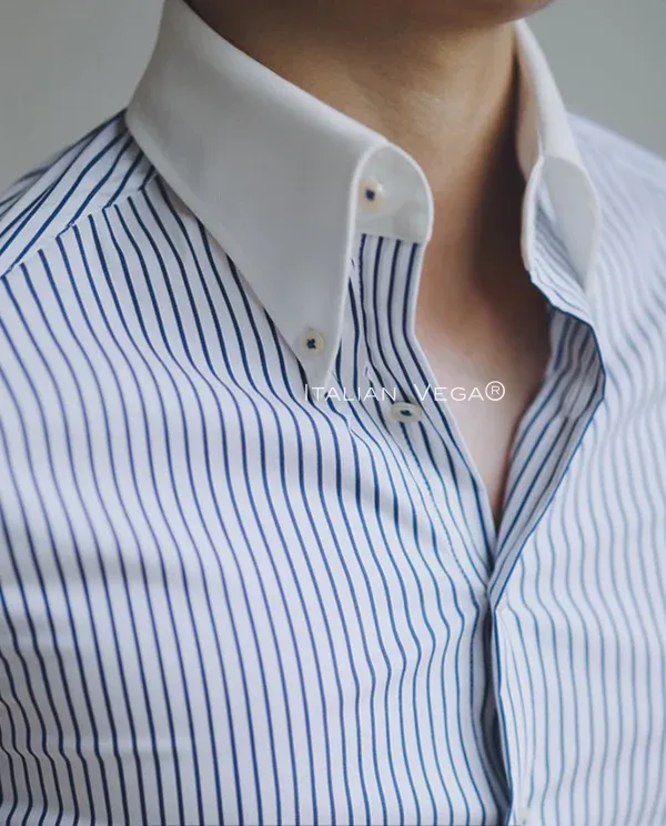 Old Money Classic Stripe Shirt with Ash Grey Signature Buttoned Gurkha Pant by ITALIAN VEGA®