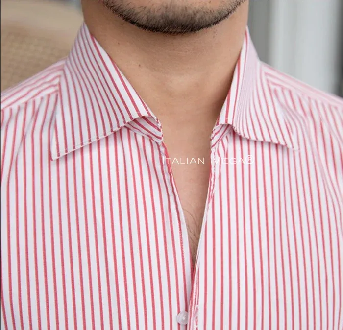 Old Money Crepe Stripe Shirt with Anthracite Flannel Signature Buttoned Gurkha Pant by ITALIAN VEGA®