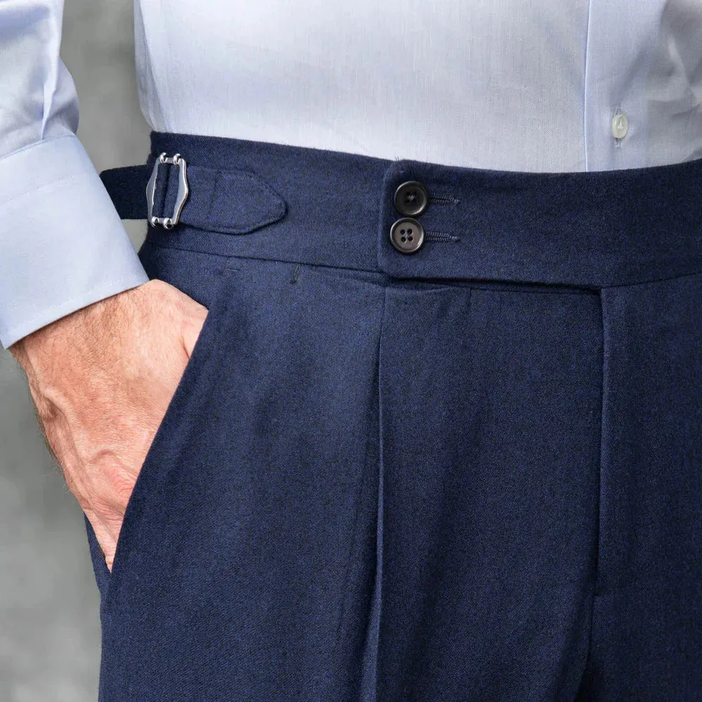 Old Money Powder Blue Shirt with Navy Blue Signature Buttoned Gurkha Pant by ITALIAN VEGA®