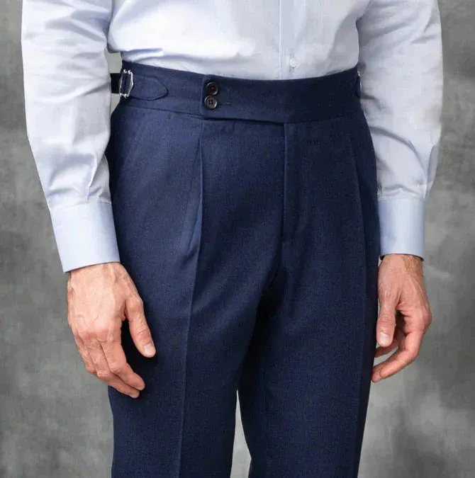 Old Money Powder Blue Shirt with Navy Blue Signature Buttoned Gurkha Pant by ITALIAN VEGA®