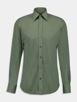 Olive Silk Slim Fit Shirt