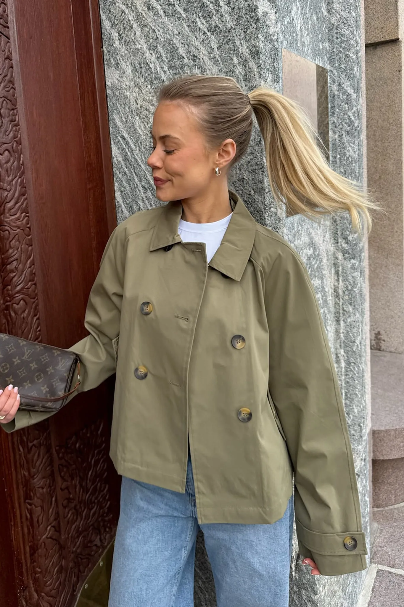 ONLApril Trenchcoat - Mørkegrøn