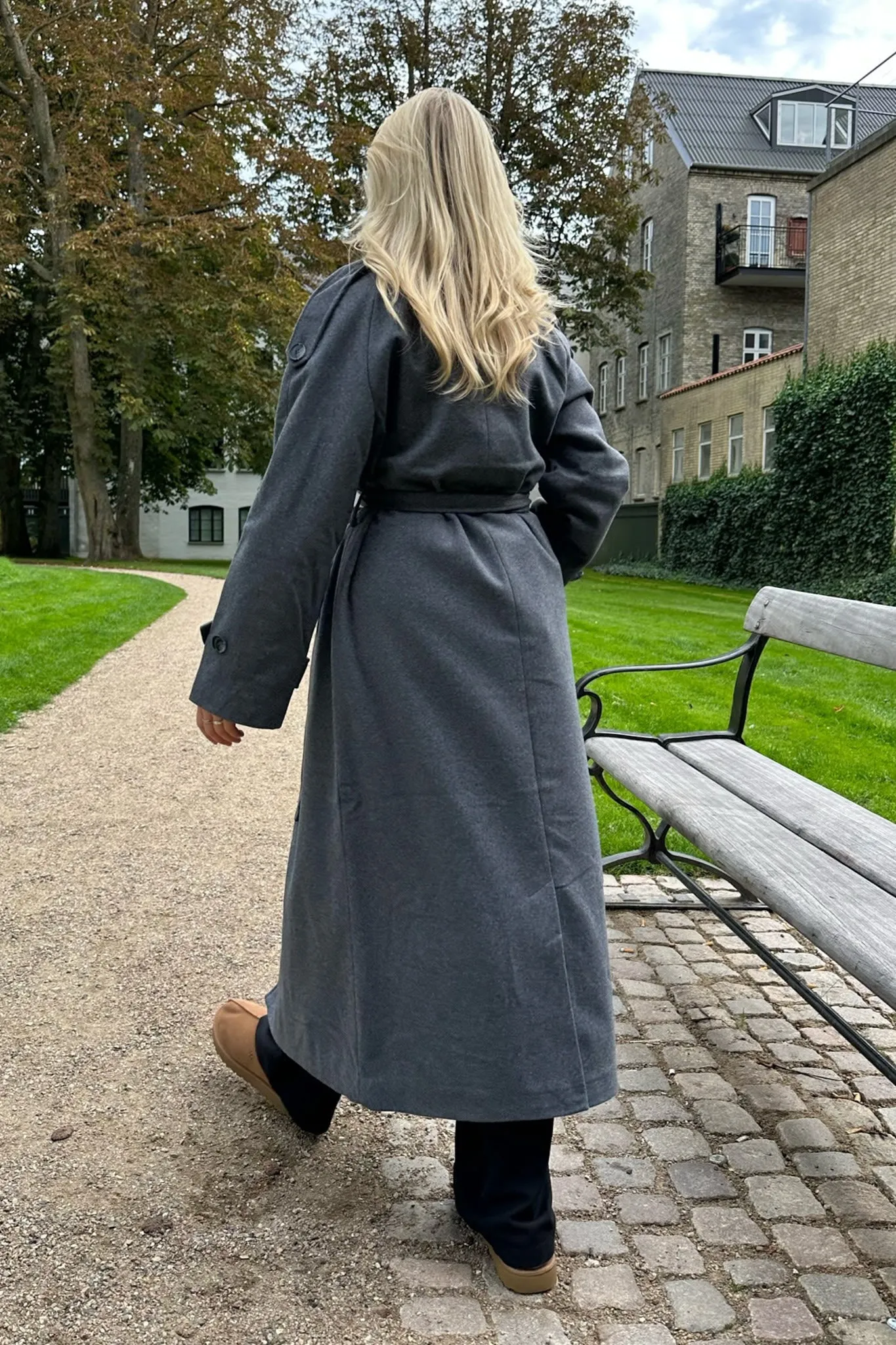 ONLMaisy Uld Trenchcoat - Mørkegrå