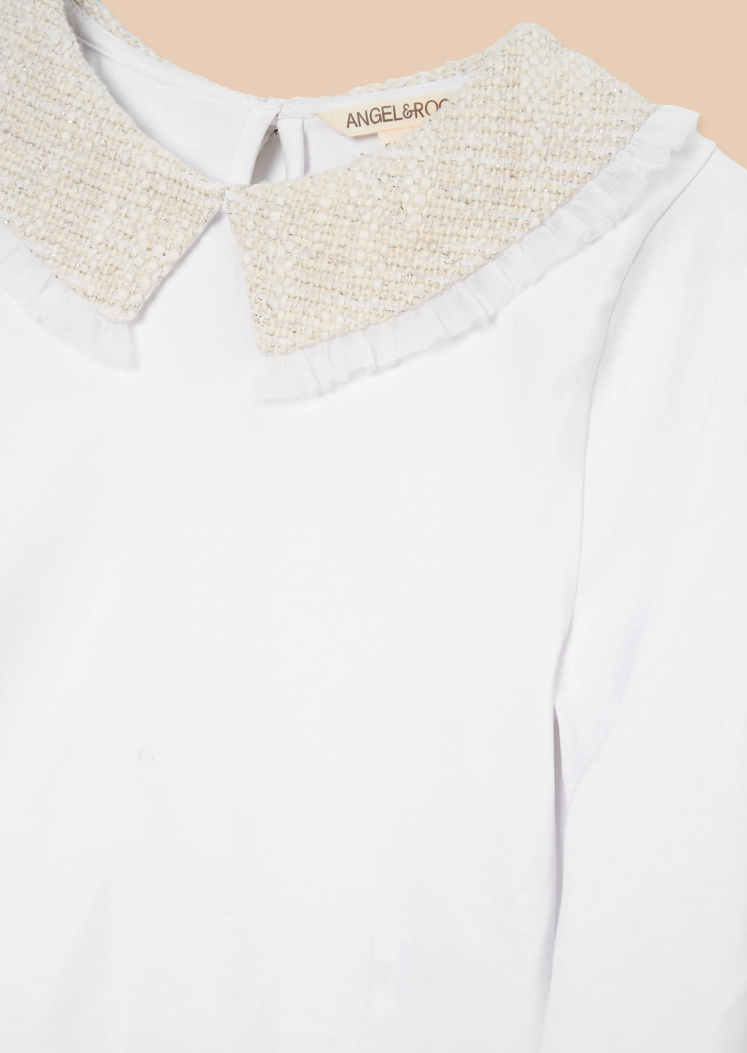 Opal Natural Jersey Top With Tweed Collar