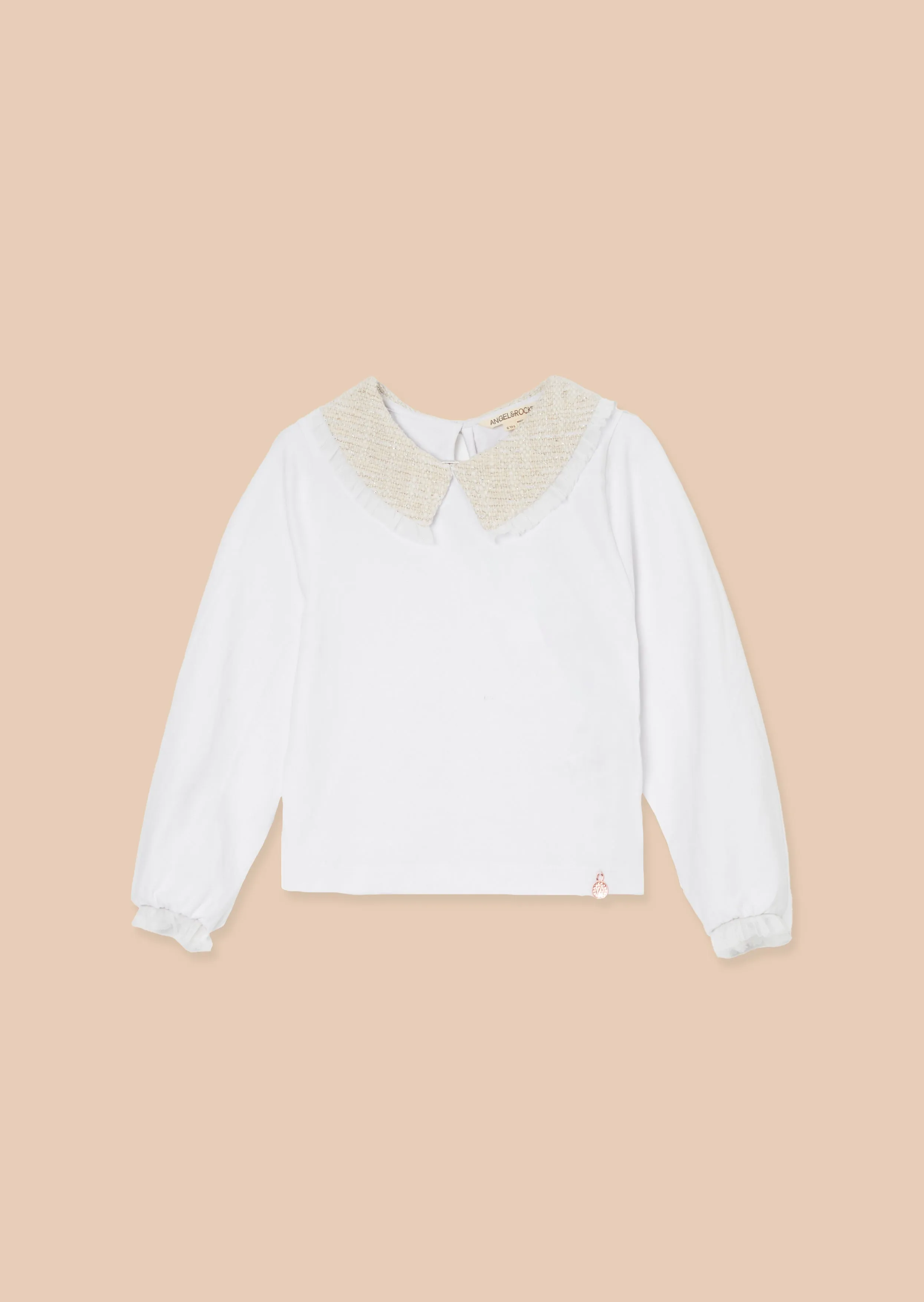 Opal Natural Jersey Top With Tweed Collar