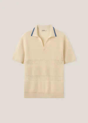 Open-knit Detailed Polo Shirt