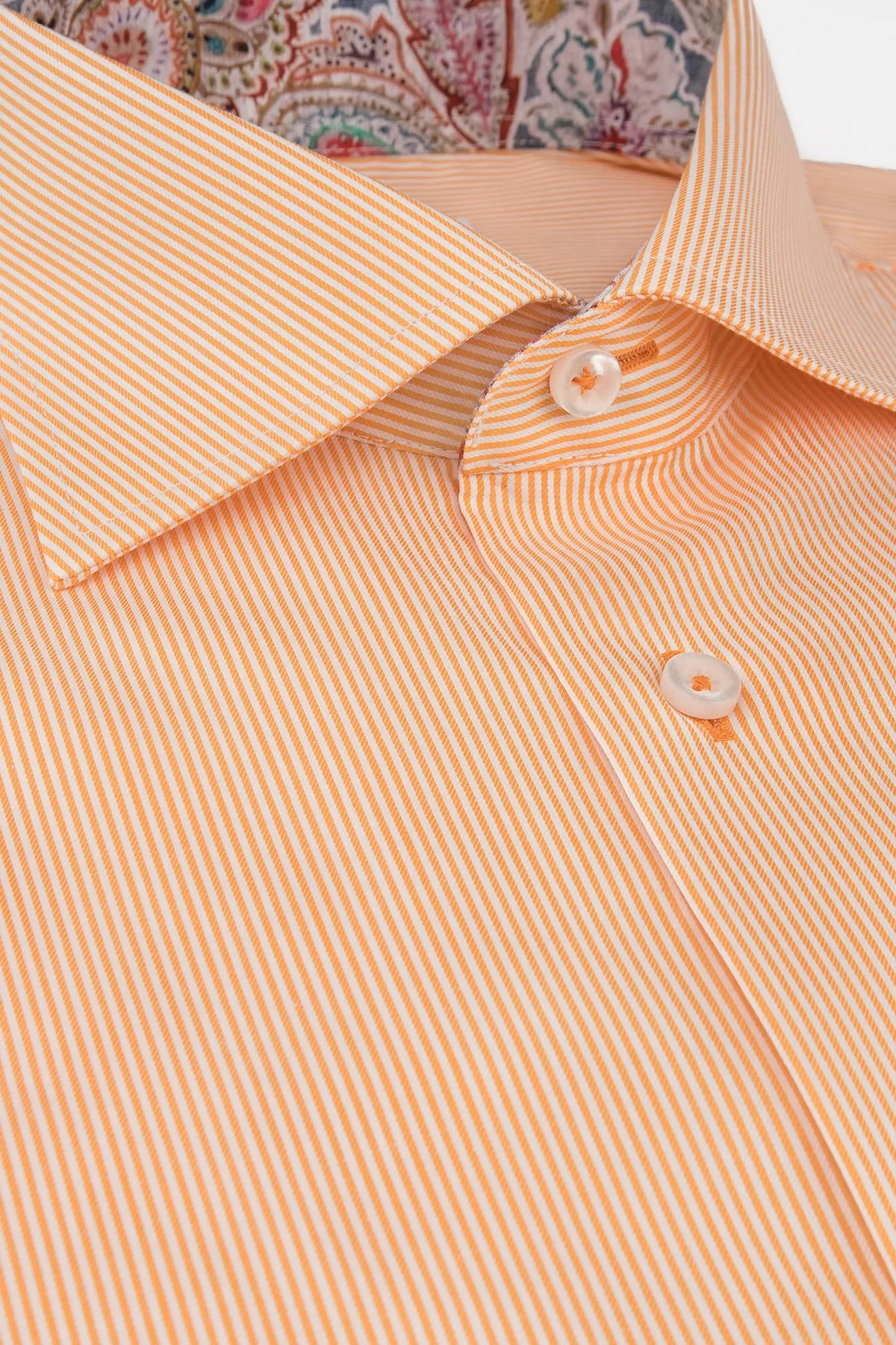 Orange striped regular fit shirt with contrast details