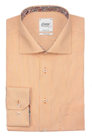 Orange striped regular fit shirt with contrast details