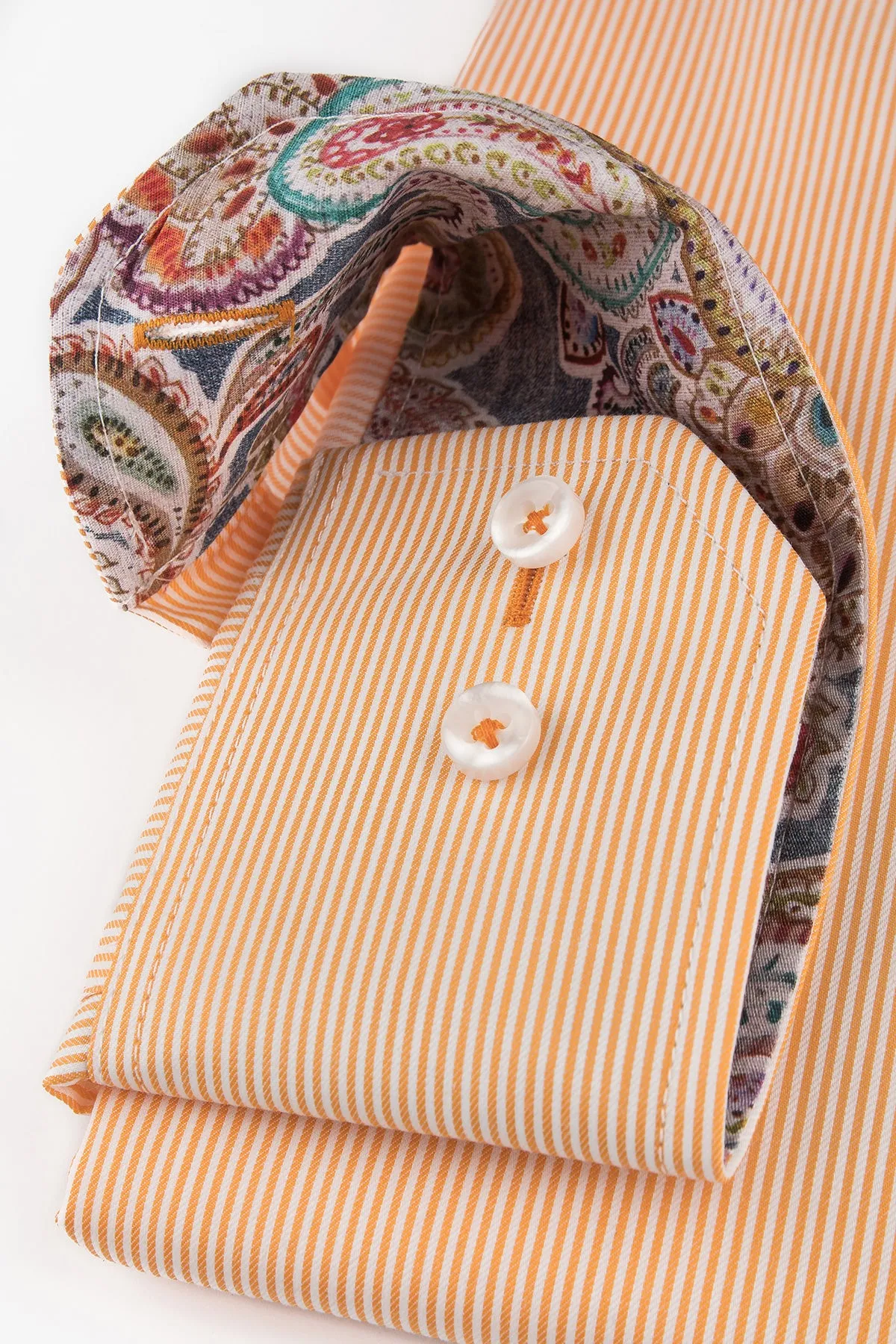 Orange striped regular fit shirt with contrast details