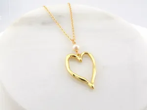 Organic Gold Heart Outline Necklace