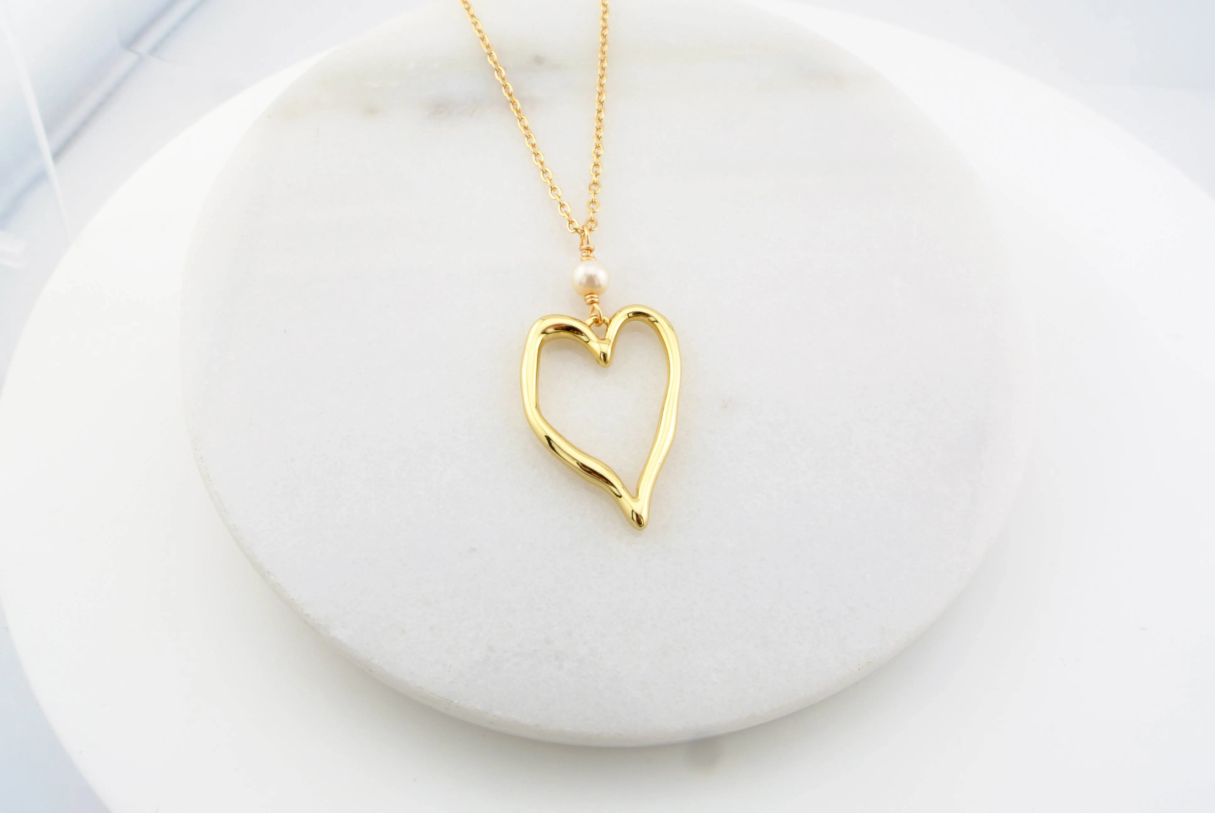 Organic Gold Heart Outline Necklace