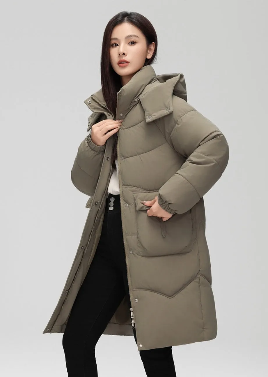Oversized Windproof Knee-length Puffer Coat for Everyday Style