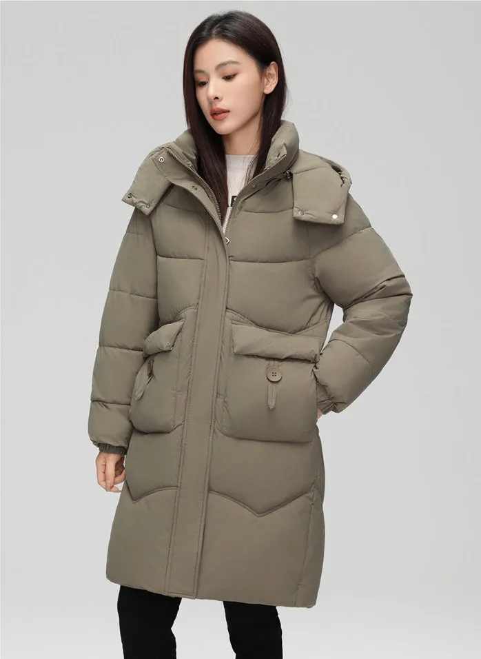 Oversized Windproof Knee-length Puffer Coat for Everyday Style