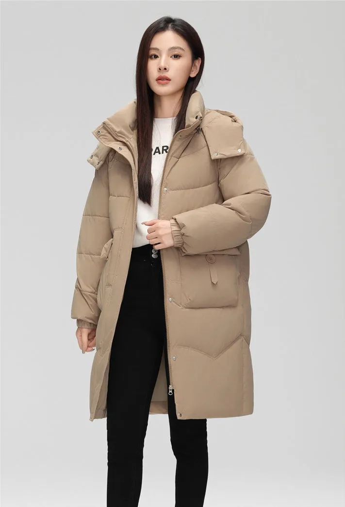 Oversized Windproof Knee-length Puffer Coat for Everyday Style