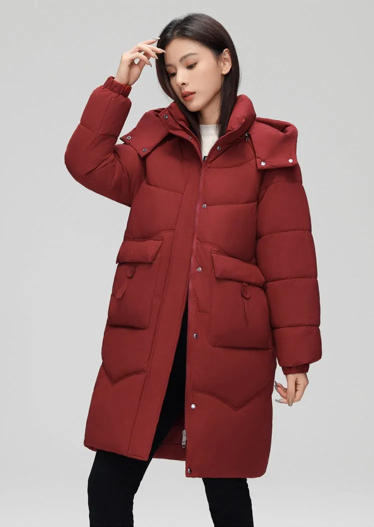Oversized Windproof Knee-length Puffer Coat for Everyday Style