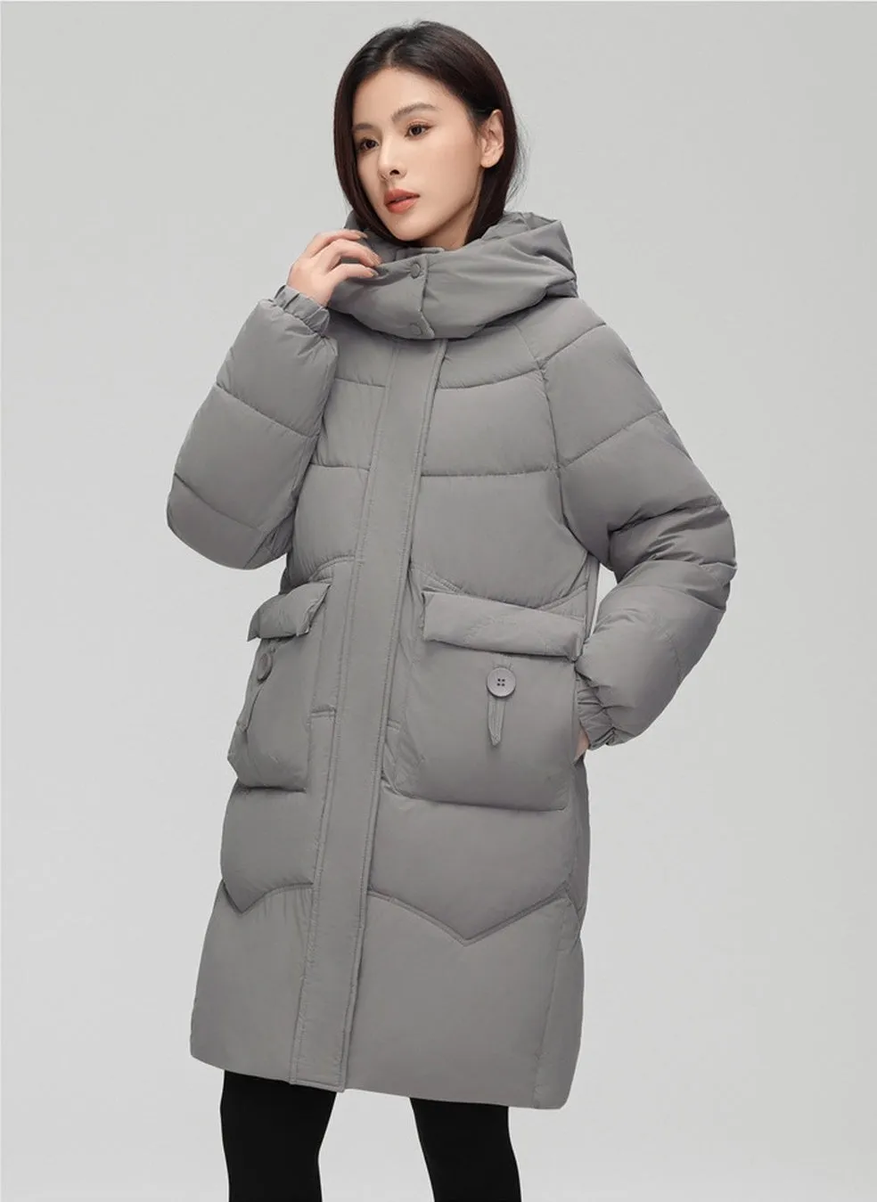 Oversized Windproof Knee-length Puffer Coat for Everyday Style