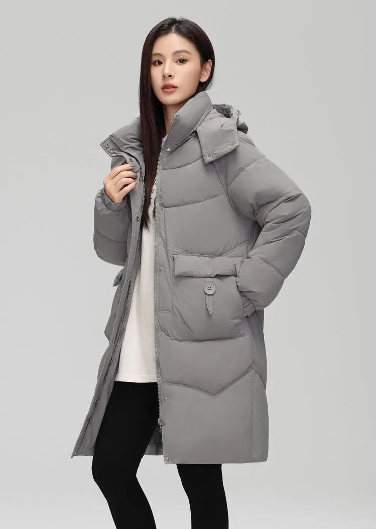 Oversized Windproof Knee-length Puffer Coat for Everyday Style