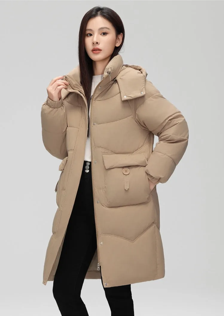 Oversized Windproof Knee-length Puffer Coat for Everyday Style