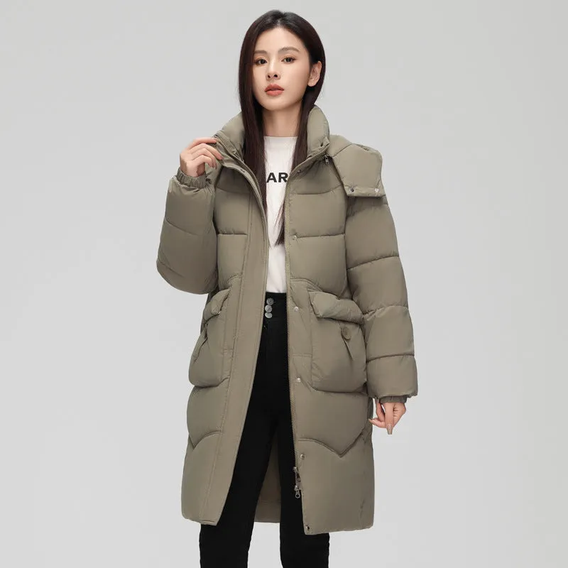 Oversized Windproof Knee-length Puffer Coat for Everyday Style