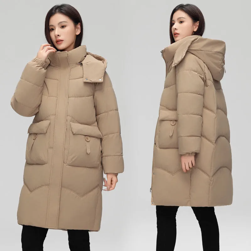 Oversized Windproof Knee-length Puffer Coat for Everyday Style