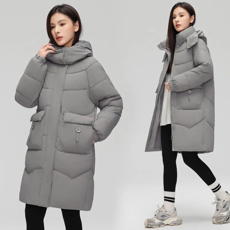 Oversized Windproof Knee-length Puffer Coat for Everyday Style