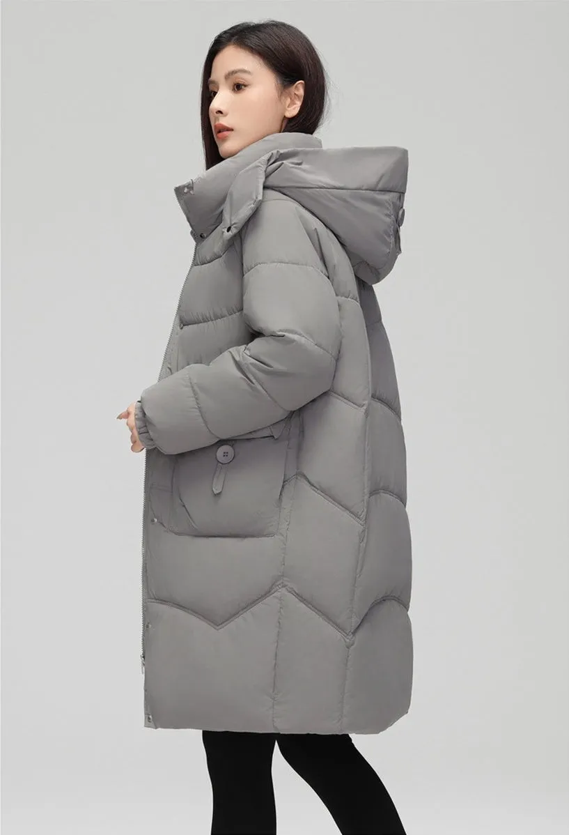 Oversized Windproof Knee-length Puffer Coat for Everyday Style