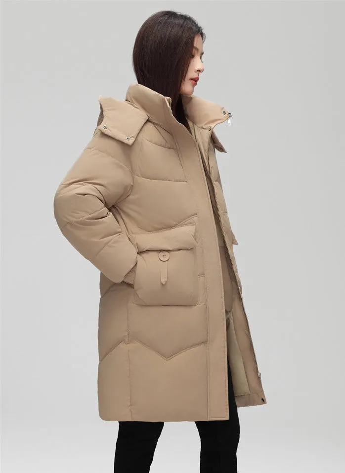 Oversized Windproof Knee-length Puffer Coat for Everyday Style