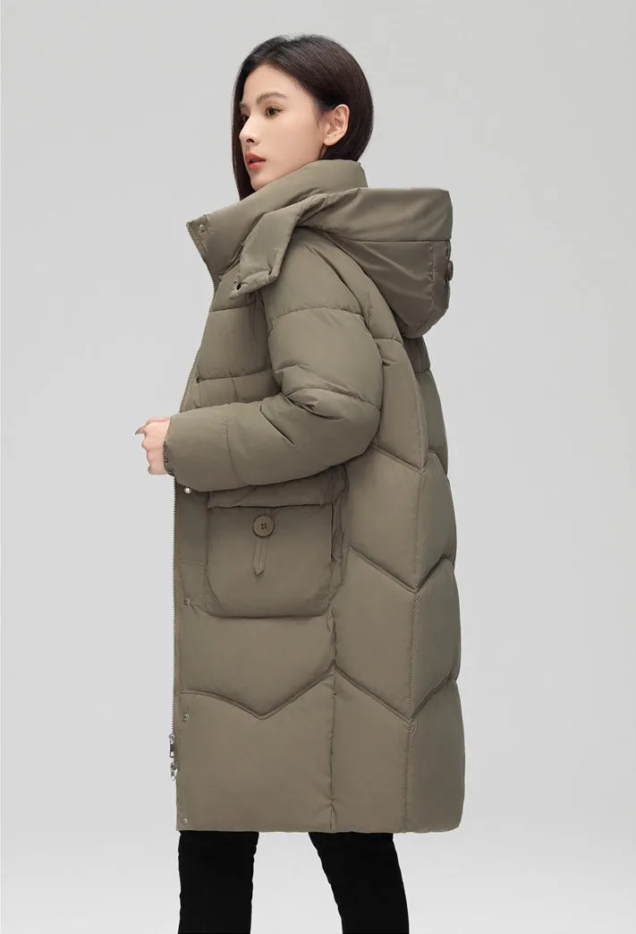 Oversized Windproof Knee-length Puffer Coat for Everyday Style