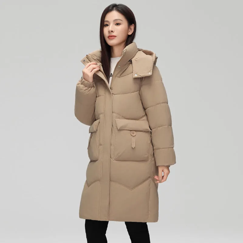 Oversized Windproof Knee-length Puffer Coat for Everyday Style