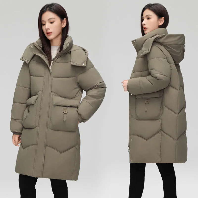 Oversized Windproof Knee-length Puffer Coat for Everyday Style