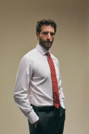 Pale Pink & White Tailored Fit Precise Hairline Stripe Formal Shirt