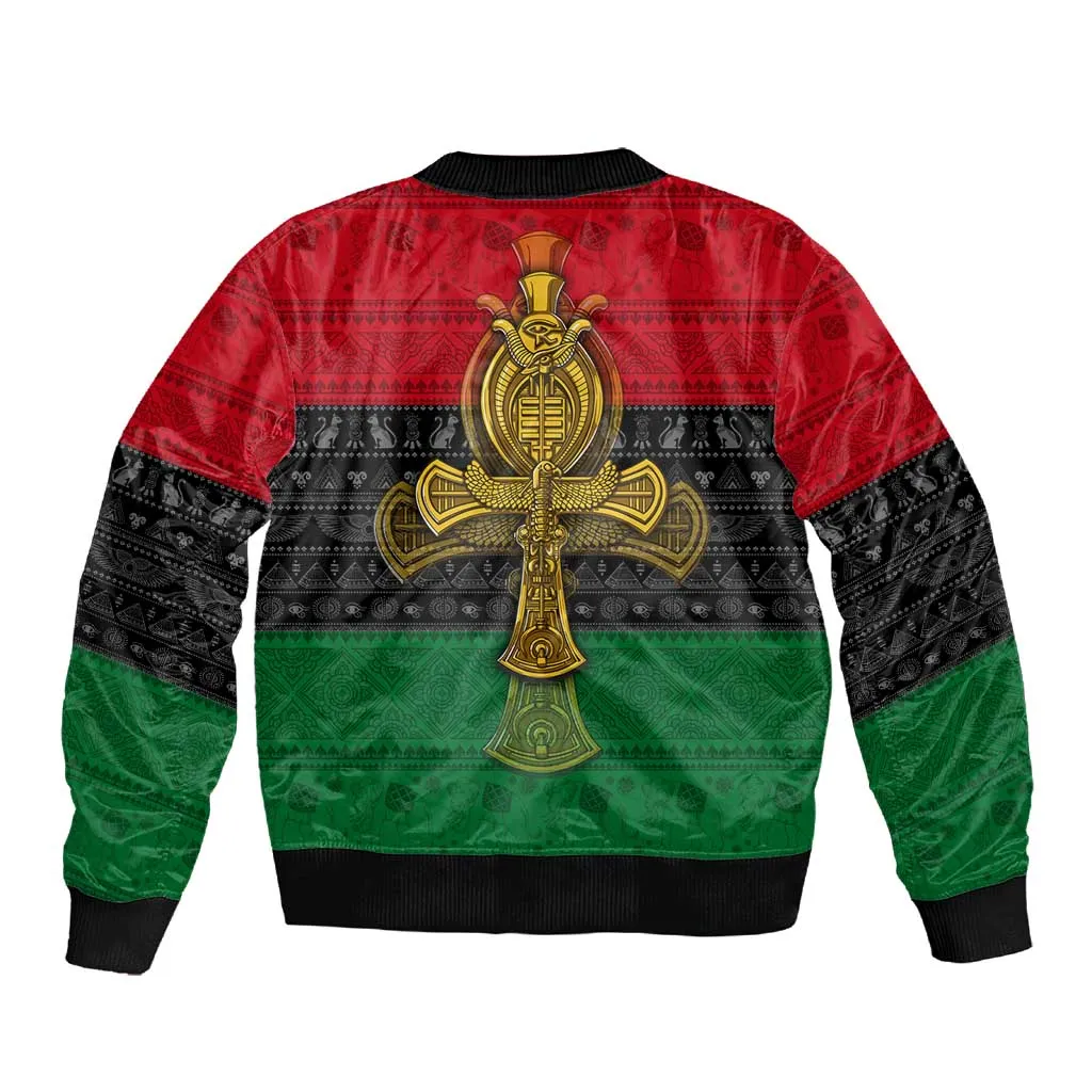 Pan African Ankh Sleeve Zip Bomber Jacket DT02
