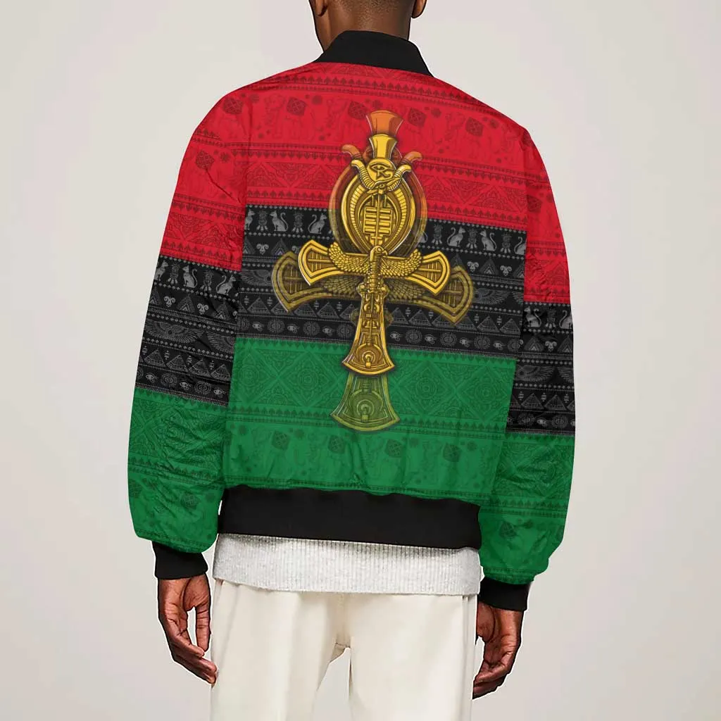 Pan African Ankh Sleeve Zip Bomber Jacket DT02