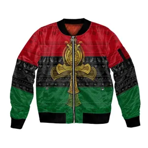 Pan African Ankh Sleeve Zip Bomber Jacket DT02