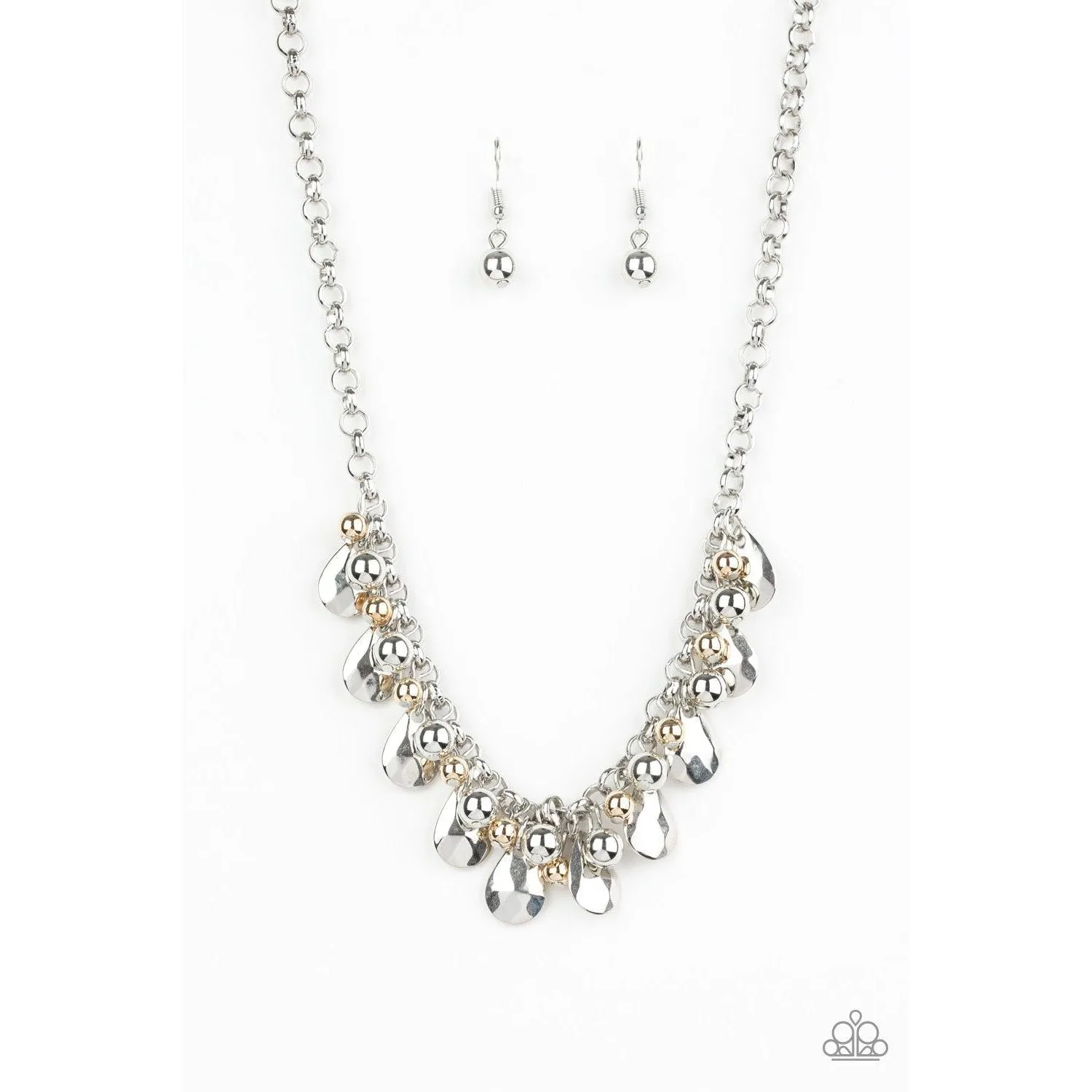 Paparazzi  Stage Stunner -Silver Necklace & Earrings Set