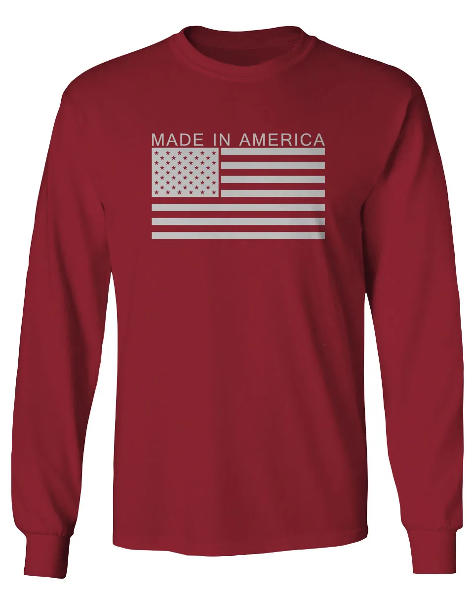 Patriotic American Proud Made in USA United States America Flag mens Long sleeve t shirt