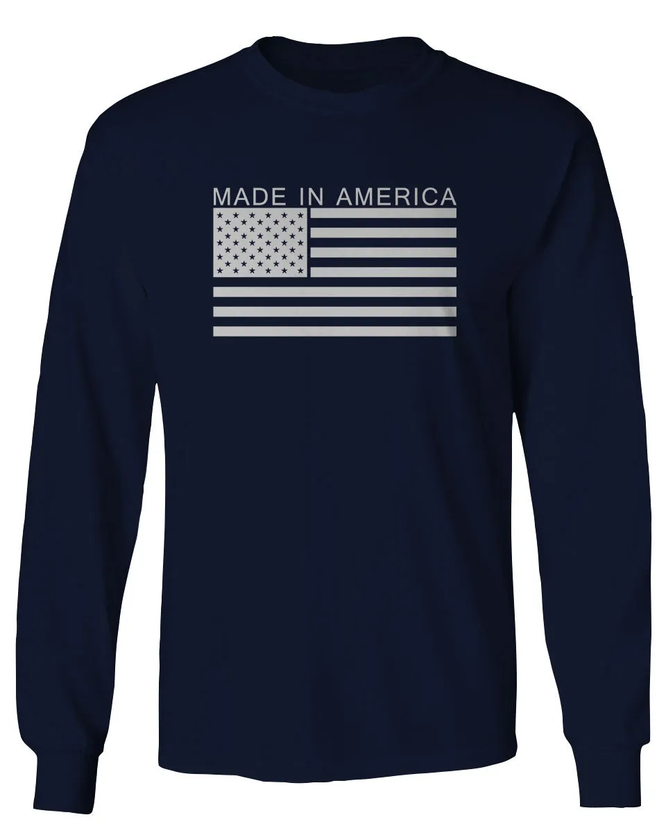 Patriotic American Proud Made in USA United States America Flag mens Long sleeve t shirt