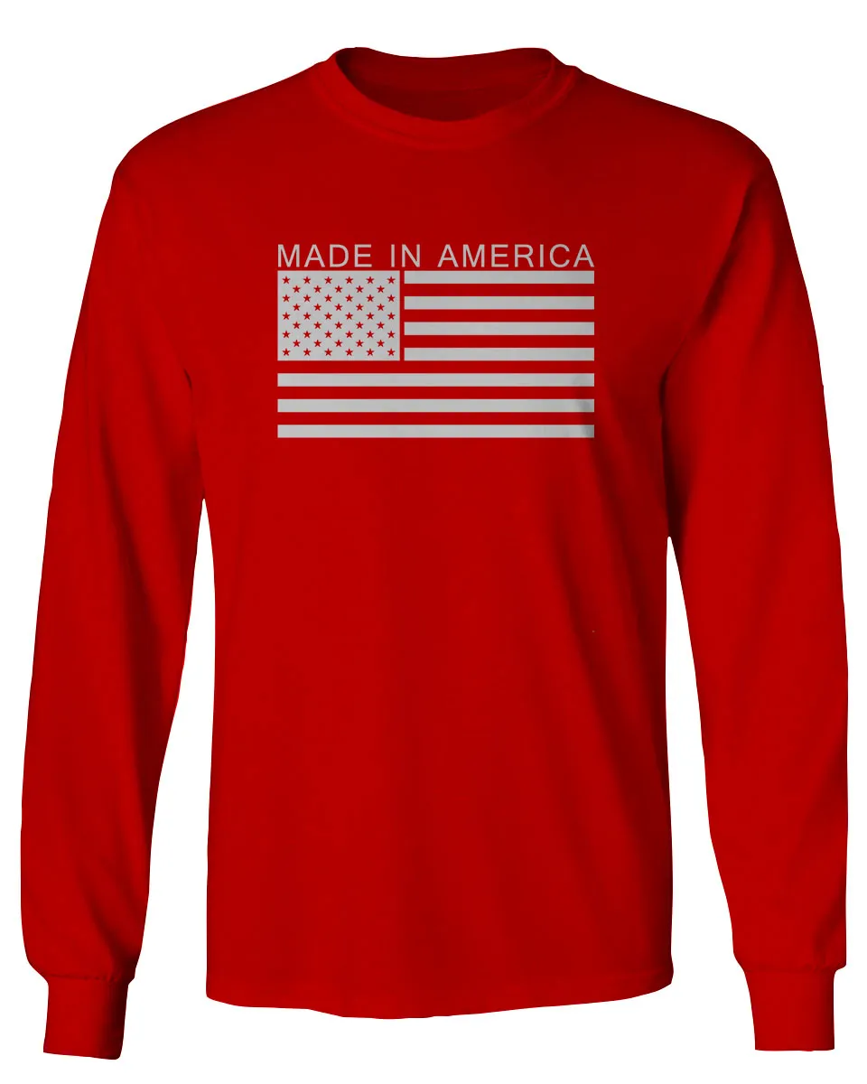 Patriotic American Proud Made in USA United States America Flag mens Long sleeve t shirt